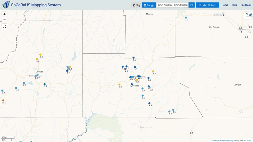 Pretty nasty this afternoon… 1 CoCoRaHS snow totals for the last two days range from 1” to 6.5”.