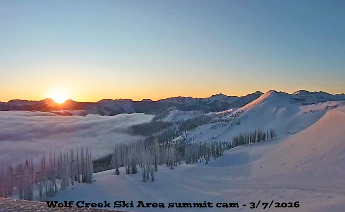 A glorious sunrise up at Wolf Creek!  – Wolf Creek Ski area summit cam on 3/7/2026