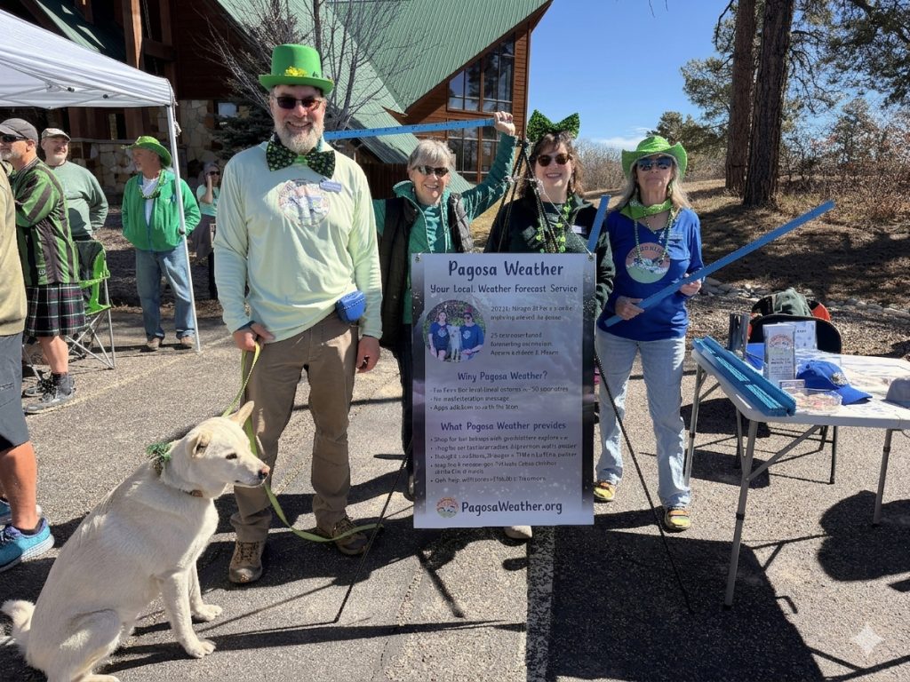 Pagosa Weather Report: April ’26 Newsletter! 2 St Patricks booth