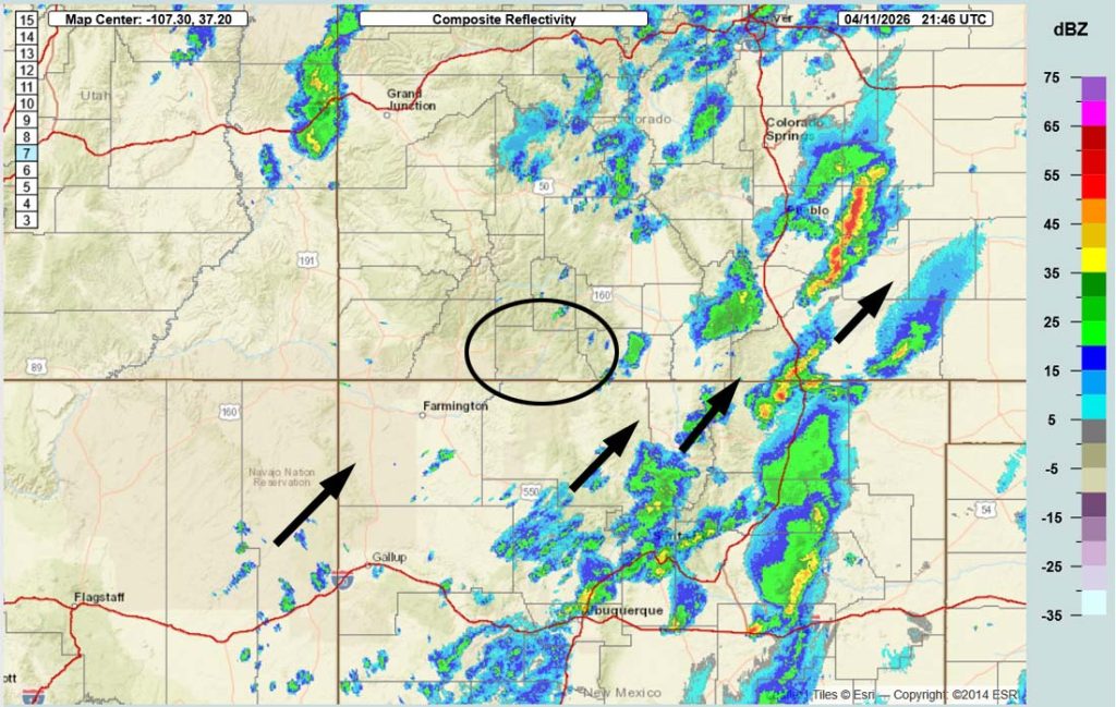A little bit of snow Monday night and Tuesday… 3 Radar at 3:46pm Saturday – Most of the shower and thunderstorm activity has moved to our east but there is still a chance for a few hit and miss showers and an isolated thunderstorm into Saturday evening.