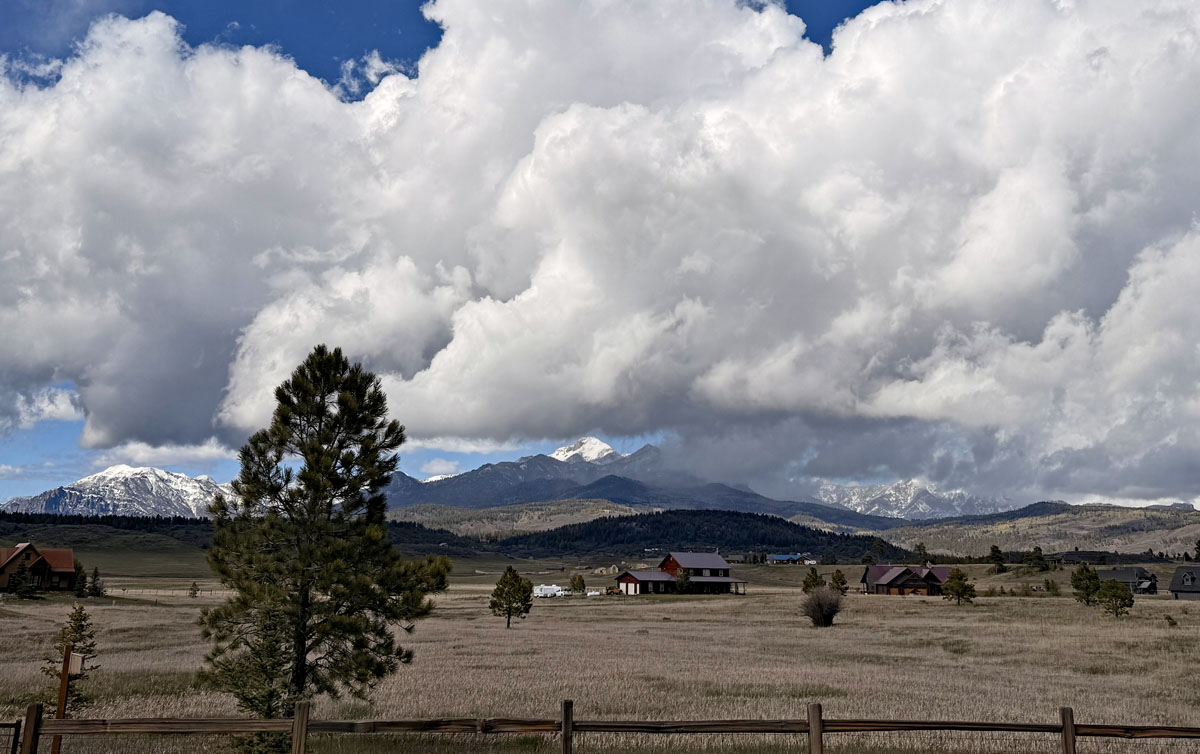Fresh snow on the mountains as storm clouds slowly cleared  – pic taken 5/6/2026