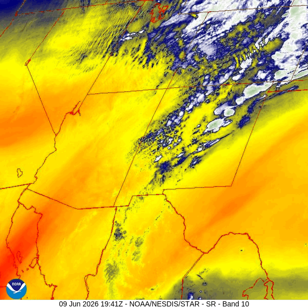 Critical fire weather through Thursday – scattered showers and thunderstorms this weekend… 1 Water vapor satellite loop 1:41pm to 2:36pm Tuesday – A trough will move through the area this evening. Instability ahead of the trough is kicking up showers. It’s dry behind the trough.