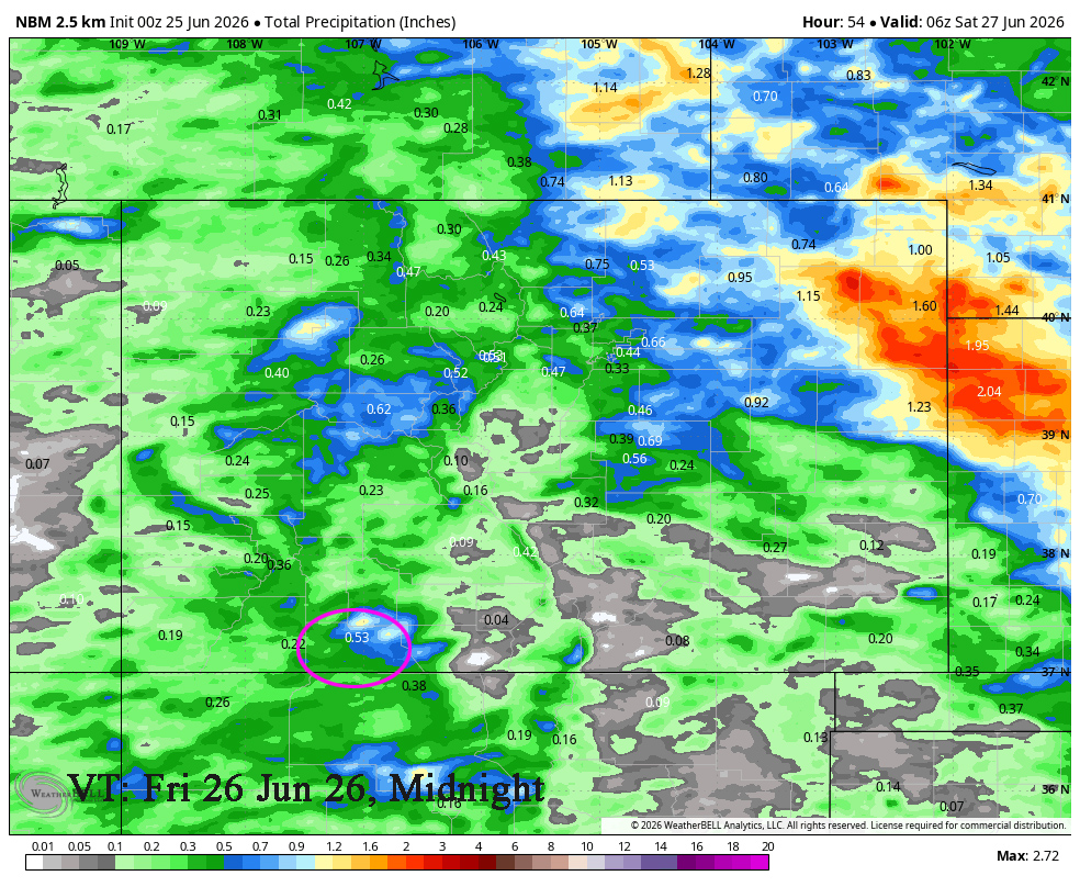Rain + Thunderstorms today, Thursday & Friday! 3 NBM 6 24 26