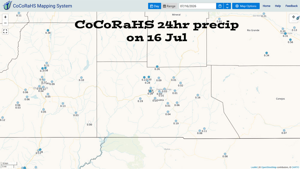Active today and tomorrow – a lull this weekend – more active next week… 2 CoCoRaHS 24hr precip reported Thursday morning ranged from 0.01” to 0.50”.