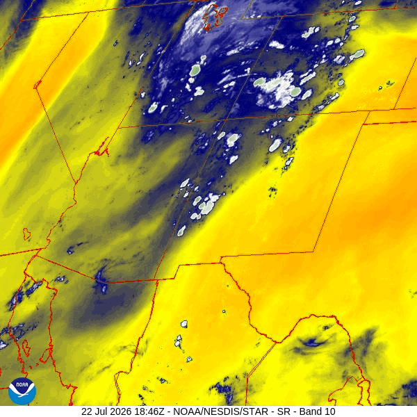 Scattered storms with isolated areas of heavy rain… 2 Water vapor satellite loop 12:46pm to 1:41pm Wednesday – The high that has been over northern Colorado and giving us easterly flow, has finally moved over northern TX. A weak slow is spinning over southeast UT and giving us southerly flow – yay! And the heart of the monsoon plume is over us – yay! Storms are developing just south of Archuleta County and moving north.