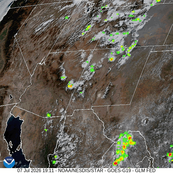 Scattered storms today and tomorrow – mostly dry Thursday through Sunday… 1 Satellite and lightning loop 1:11pm to 2:11pm Tuesday – A little bit of moisture and little bit of instability has lead to showers and thunderstorms across the region. This is how it should look this time of year! Most of the storms are over the mountains.