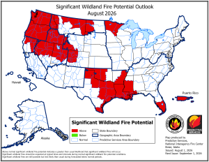 Wild fire potential for August is expected to be "normal".