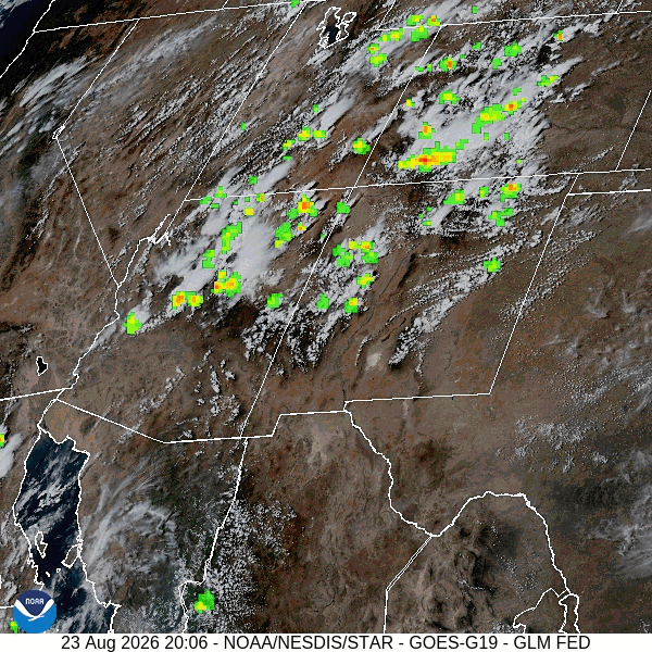 Satellite and lightning loop 2pm to 3pm Sunday – Storms with lots of lightning developed over the mountains and then moved through the county.