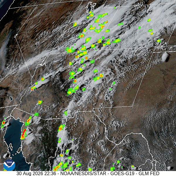 Scattered storms into Monday night… 1 Satellite and lightning loop 4:36pm to 5:36pm Sunday – Monsoon moisture is streaming into the Four Corners area. Most of the shower and thunderstorm activity is still to our west but is slowly moving east.