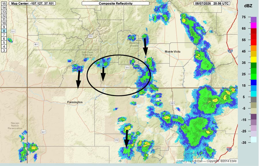 Near record warmth through the weekend – more active next week… 2 Radar at 2:56pm Friday – Scattered weak storms have develop over the mountains and are moving slowly towards the south.