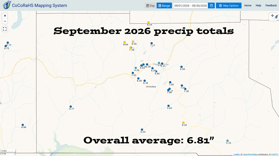 1 Oct 2026 am CoCoRaHS Sep precip 1