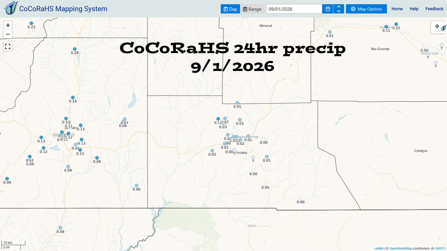 Dry and Breezy through Thursday – More active the rest of the week… 2 CoCoRaHS 24-hour rain reports on Tuesday morning ranged from zero to 0.12”.