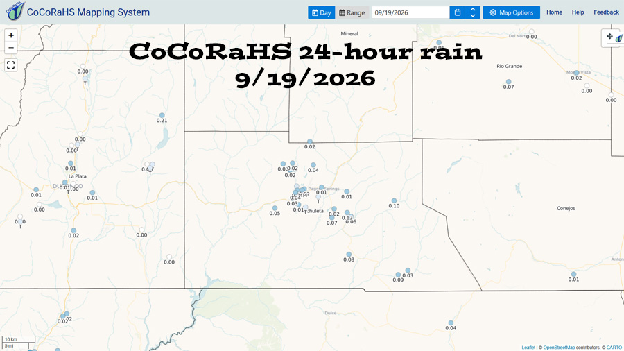 Dry through Tuesday morning – wet Tuesday afternoon into Friday evening… 1 CoCoRaHS 24-hour precip reports from Saturday morning ranged from a trace to 0.12”. Most locations got less than 0.05”.