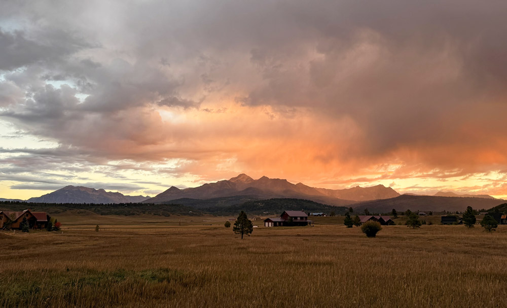 A beautiful Pagosa Country sunrise over Pagosa Peak – pics taken 9/22/2026