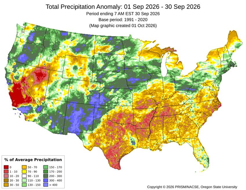 September mean precip anomalies – Archuleta county got 200% to 400% of average.
