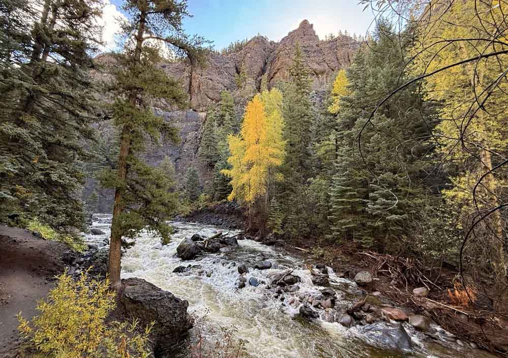 Area streams are swollen from recent rain, and fall is starting to show its colors in Pagosa Country – Pic taken 10/1/2026