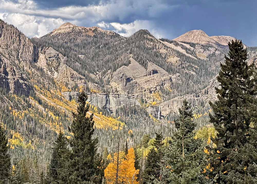 Fall colors are peaking in parts of Pagosa Country! See the two waterfalls? – Pic taken 10/7/2026